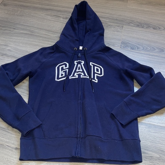 Small navy blue GAP zip up hoodie sweatshirt - Picture 2 of 12